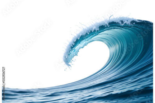 Powerful ocean wave crashing against shore nature photography serene coastal environment, isolated on white or transparent background