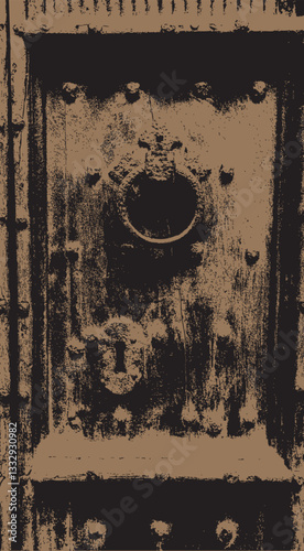 Church door knocker and keyhole closeup