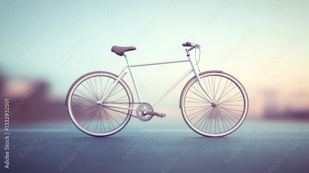 Fototapeta premium A sleek white bicycle parked on a smooth surface perfect for fitness transportation and leis