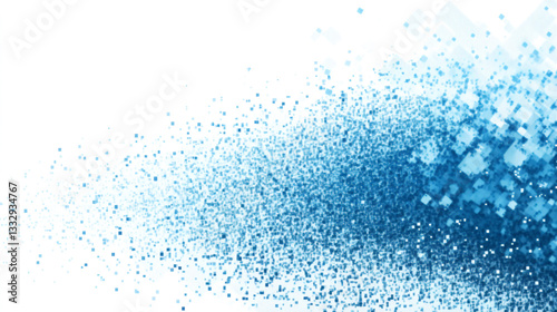 Wallpaper Mural Abstract 3D blue square pixel particles scattering, futuristic digital technology pattern isolated on white background. Torontodigital.ca