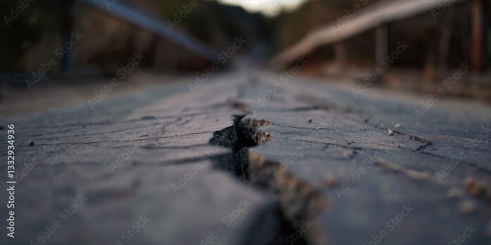 Obraz premium A close-up view of cracked earth displaying a deep fissure, symbolizing nature's resilience and vulnerability, emphasizing the impact of climate change and human activity.