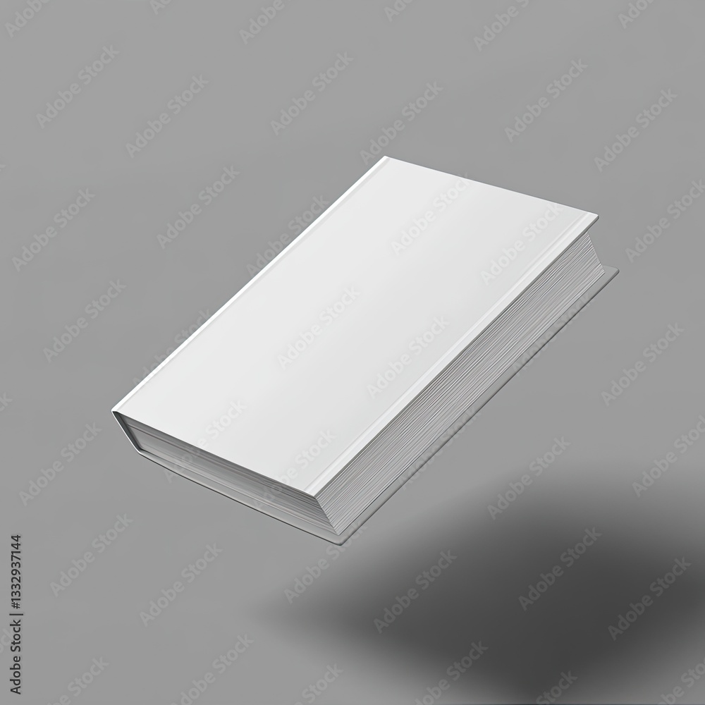 Blank white book mockup, floating, gray background, design presentation Blank white book mockup, floating, gray background, design presentation