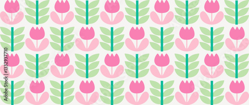 Vector illustration. Seamless pattern of flowers on a light background. Spring concept. Perfect for your design, gift wrap or home wallpaper.