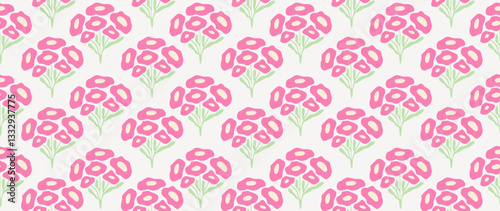 Vector illustration. Seamless pattern of flowers on a light background. Spring concept. Perfect for your design, gift wrap or home wallpaper.
