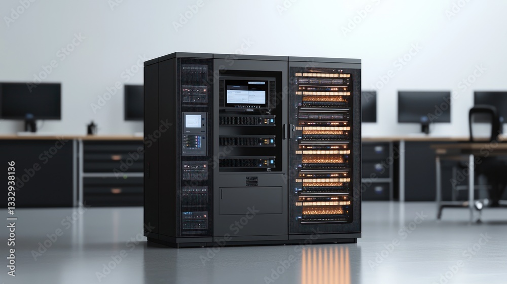 Modern Data Center Server Room with High-Tech Equipment Modern Data Center Server Room with High-Tech Equipment