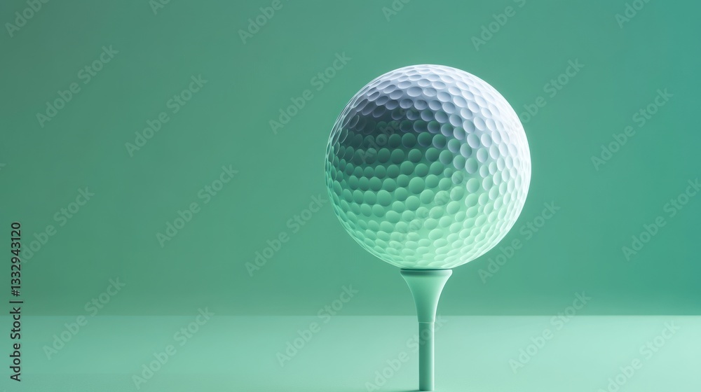 Golf Ball on Tee Against Gradient Green Background Sports Equipment Minimalist Design Modern Golf Ball on Tee Against Gradient Green Background Sports Equipment Minimalist Design Modern