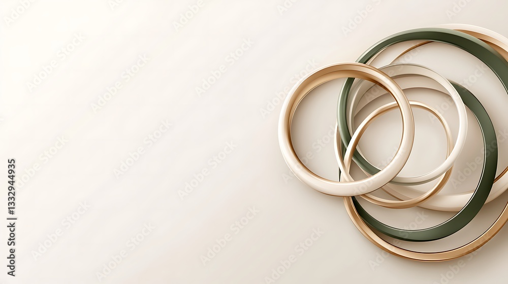 Overlapping and intertwined rings of different colors create an abstract design Overlapping and intertwined rings of different colors create an abstract design