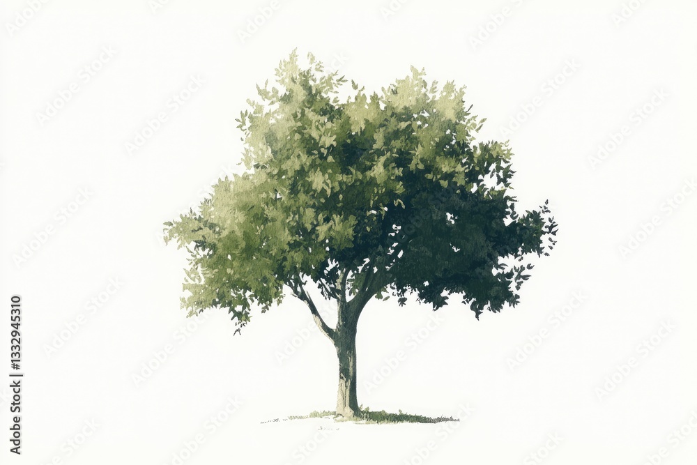 Isolated tree illustration, nature graphic, artistic depiction, digital painting Isolated tree illustration, nature graphic, artistic depiction, digital painting
