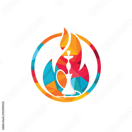 Hookah fire vector logo design. Arabian bar or house, shop vector design template.	