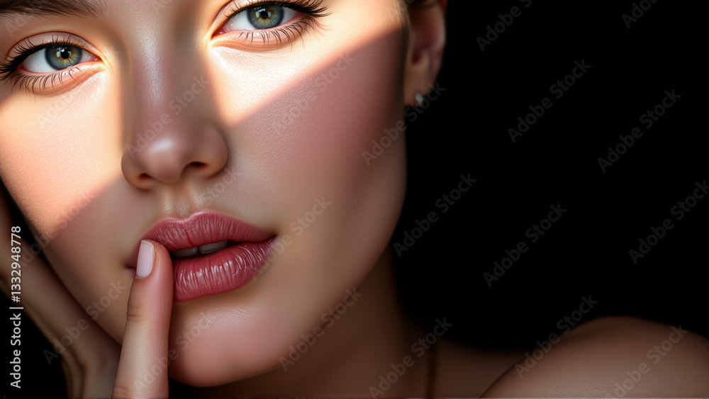 Portrait of a beautiful woman on an isolated dark background Portrait of a beautiful woman on an isolated dark background
