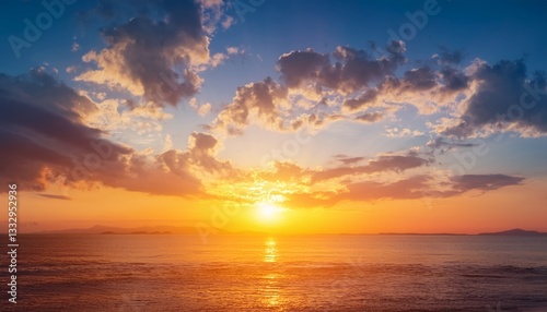 orange yellow bright sunrise sky clouds in the morning background