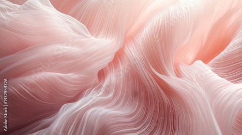 A detailed shot of translucent pink chiffon fabric in motion, emphasizing its fine texture and soft creases