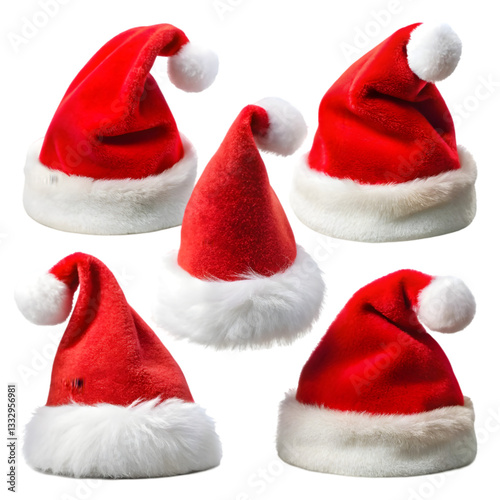 Santa Hats: Christmas Hats, Festive Headwear isolated on transparent background