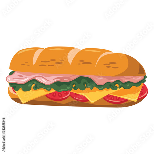 Long Ham Sandwich Vector Design