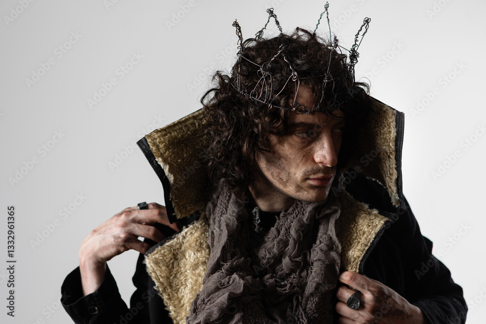 Φωτογραφία A self-made king on the ruins of the world, a creative concept in the style of Shakespeare