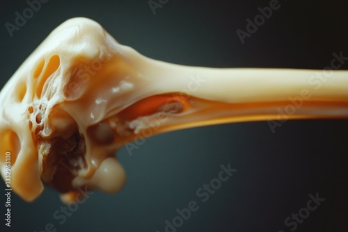 A close-up shot of a bone served on a fork, possibly from an animal or human origin