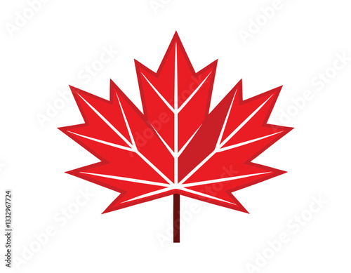 vibrant red maple leaf illustration with intricate vein details, symbolizing canada's identity and natural beauty. perfect for patriotic events, travel designs, or cultural projects.