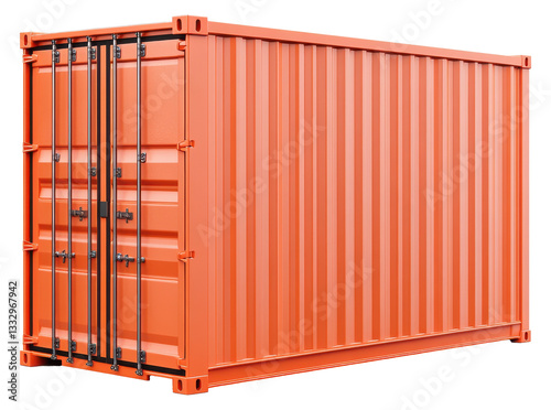 Orange Cargo Container. Shipping Box Still. Isolated transparent png photo