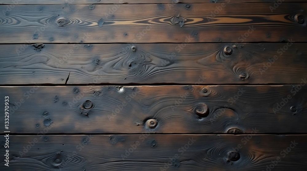Naklejka premium Dark Rustic Wooden Planks with Deep Grain and Unique Patterns