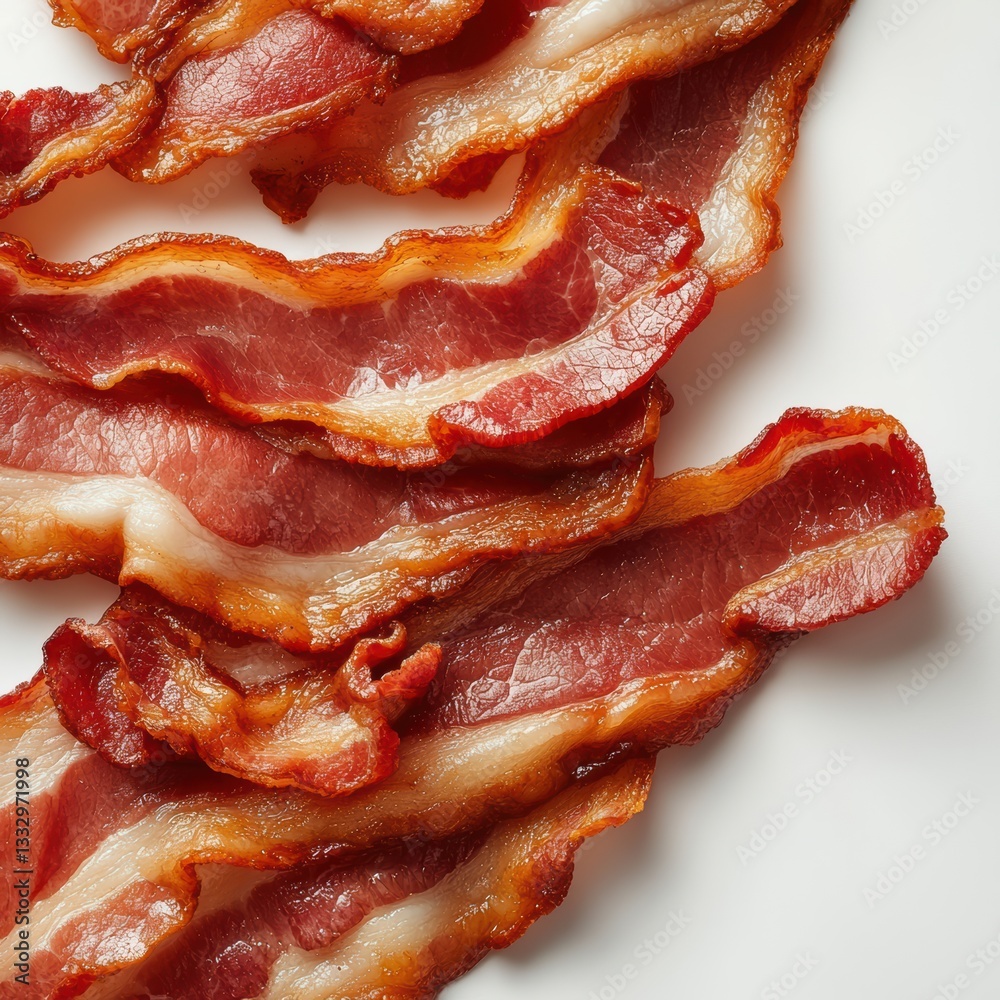 Crispy Bacon Strips Arranged Artfully on a White Plate, Capturing the Essence of a Delicious Breakfast Moment Generative AI Crispy Bacon Strips Arranged Artfully on a White Plate, Capturing the Essence of a Delicious Breakfast Moment Generative AI