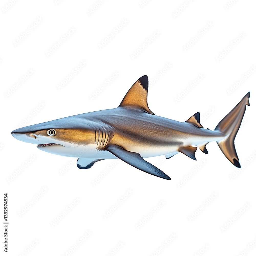 Naklejka premium Reef Shark Isolated on White Background.PNG