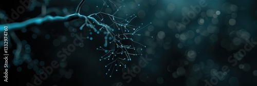 Obraz na płótnie A captivating image of a delicate branch adorned with dew drops, highlighting nature's exquisite beauty with an ethereal bokeh background enhancing the serene ambiance. w salonie