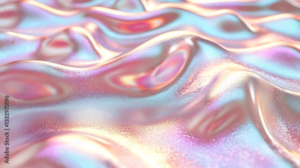 Fototapeta premium Abstract iridescent rippled surface with beautiful light reflections on it