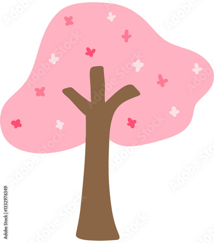 vector illustration of a tree in pink