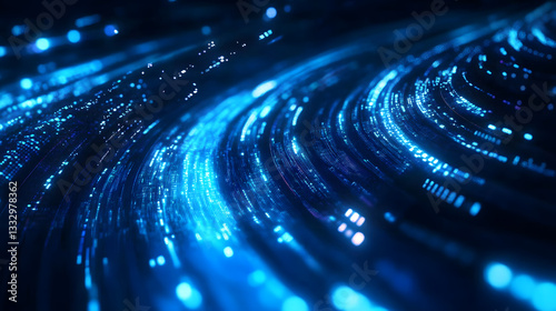 Abstract blue background data technology glowing lines