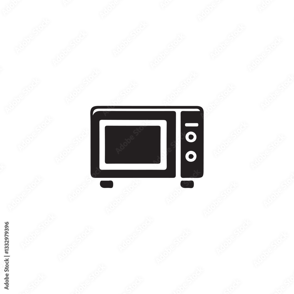 Simple black and white microwave icon.This is a simple, black and white icon of a microwave oven. Simple black and white microwave icon.This is a simple, black and white icon of a microwave oven.