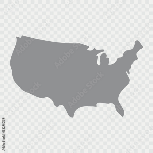 USA Map Black, State Border, United States, US America, Transparent Isolated, Variations. High detailed vector map - USA. Vector icon. Color set