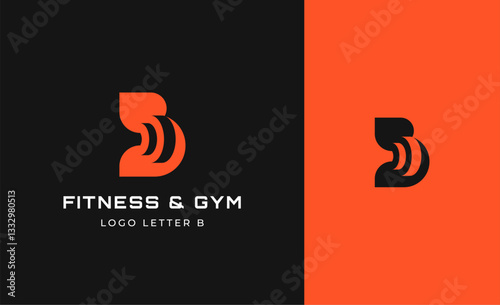 Logo Fitness letter B with Gym equipment concept. Dumbble, bumble, kettlebell concept. Fitness, health, body builder logo design template.