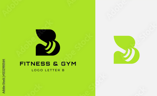 Logo Fitness letter B with Gym equipment concept. Dumbble, bumble, kettlebell concept. Fitness, health, body builder logo design template.