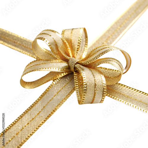 Gold Gift Bow: Elegant Ribbon & Packaging isolated on transparent background