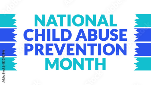 National Child Abuse Prevention Month text with side lines on a White background. Which is observed every year in April to celebrate National Child Abuse Prevention Month