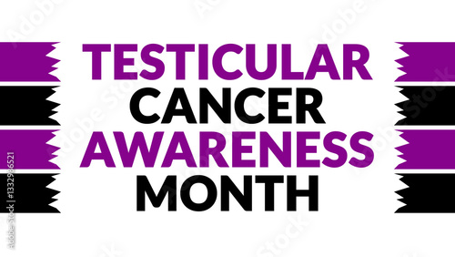 Testicular Cancer Awareness Month text with side lines on a White background. Which is observed every year in April to celebrate Testicular Cancer Awareness Month.