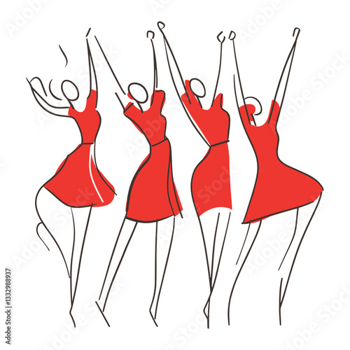 Elegant Ballerinas in Red Dresses