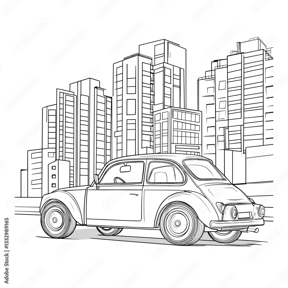 Sketch of Cityscape with a Car Sketch of Cityscape with a Car