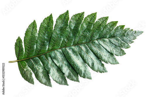 Green leaf compound pinnate, close-up texture, detailed leaf , cut out transparent