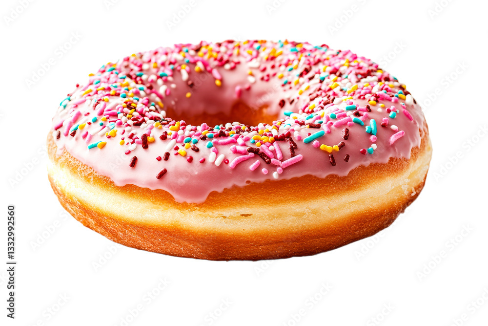 Pink frosted donut with sprinkles, dessert, treat, sugar, temptation, cut out transparent Pink frosted donut with sprinkles, dessert, treat, sugar, temptation, cut out transparent