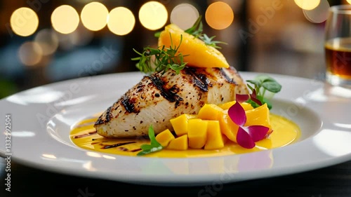 Grilled Fish with Mango Salsa and Creamy Sauce