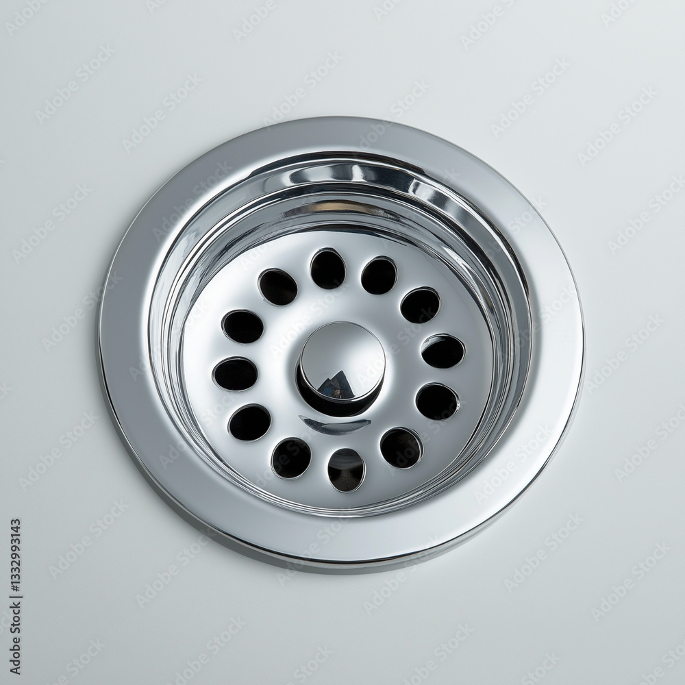 Stunning Silver-Colored Water Drain Showcase with Sleek Smooth Finish in Modern Industrial Design Stock Photo Stunning Silver-Colored Water Drain Showcase with Sleek Smooth Finish in Modern Industrial Design Stock Photo
