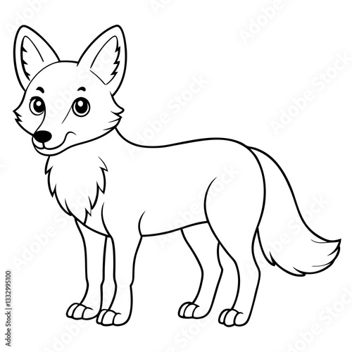 a cute fox illustration standing and looking at you, simple and clear. perfect for coloring page 