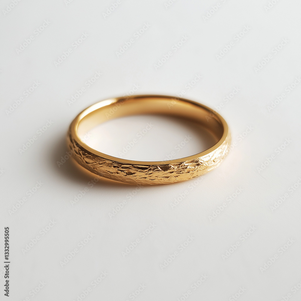 Traditional gold ring with a textured band, placed on a classic display for timeless elegance Traditional gold ring with a textured band, placed on a classic display for timeless elegance