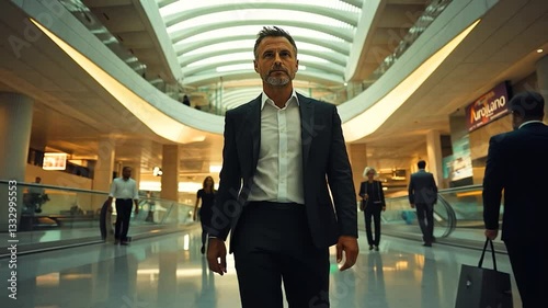 Wallpaper Mural Confident Businessman Walking Through Modern Mall Torontodigital.ca