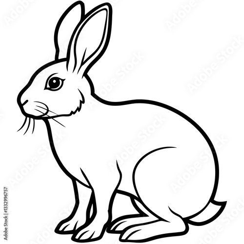 a simple and elegant outline illustration of a rabbit in a seated position vector illustration