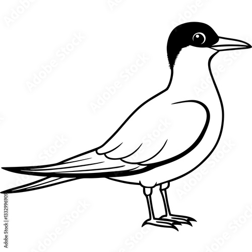 a side view of an elegant bird with its black head, and streamlined body vector illustration