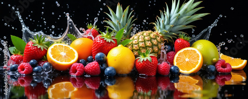 colorful fruit on a black background