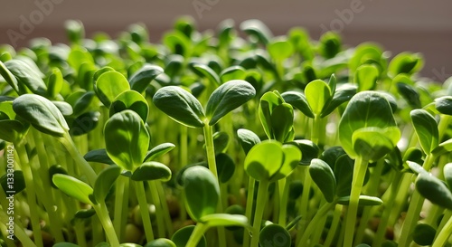 Vibrant green sunflower sprout microgreens growing healthy eco raw food life farm diet shot plant