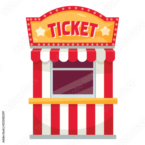 Cartoon Carnival Striped Ticket Booth Kiosk